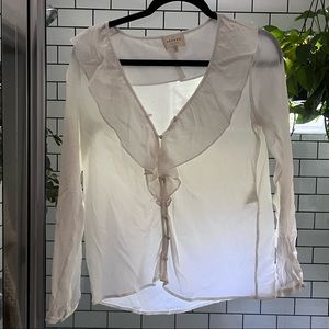 Sezane size 34 silk blouse. Could use a steam but so beautiful!